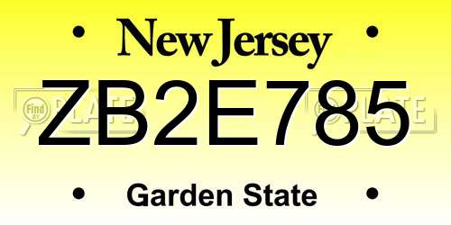 ZB2E785 New Jersey License Plate