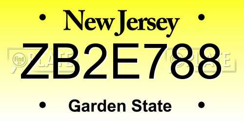 ZB2E788 New Jersey License Plate