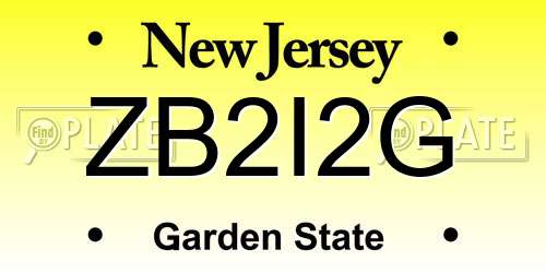 ZB2I2G New Jersey License Plate