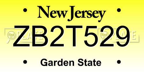 ZB2T529 New Jersey License Plate