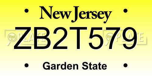 ZB2T579 New Jersey License Plate