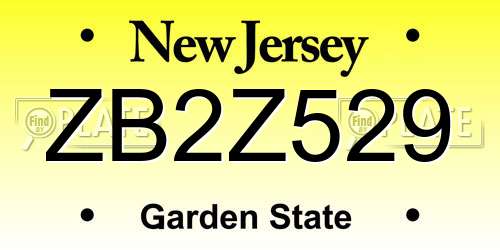 ZB2Z529 New Jersey License Plate