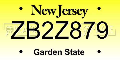 ZB2Z879 New Jersey License Plate
