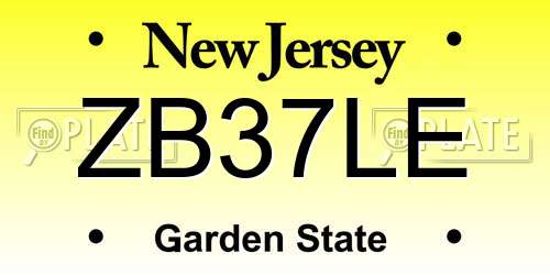 ZB37LE New Jersey License Plate