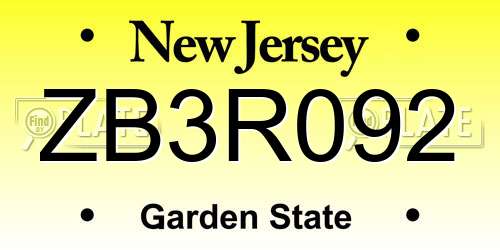 ZB3R092 New Jersey License Plate