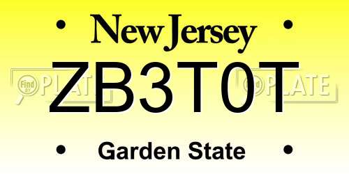 ZB3T0T New Jersey License Plate