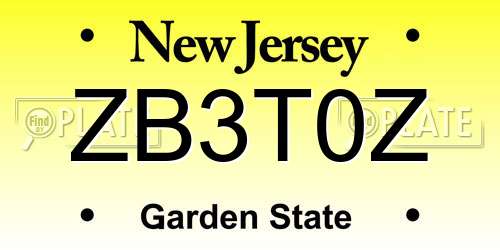 ZB3T0Z New Jersey License Plate