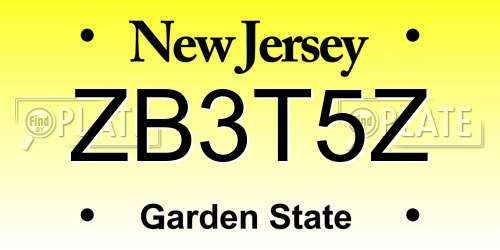 ZB3T5Z New Jersey License Plate