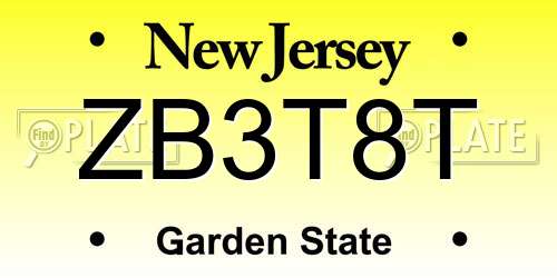 ZB3T8T New Jersey License Plate
