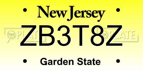 ZB3T8Z New Jersey License Plate