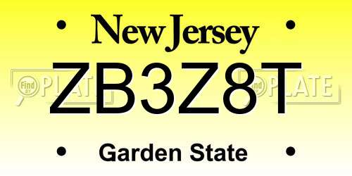 ZB3Z8T New Jersey License Plate