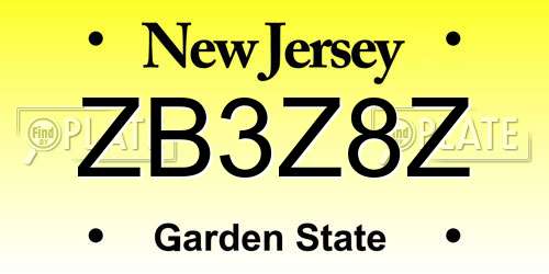 ZB3Z8Z New Jersey License Plate