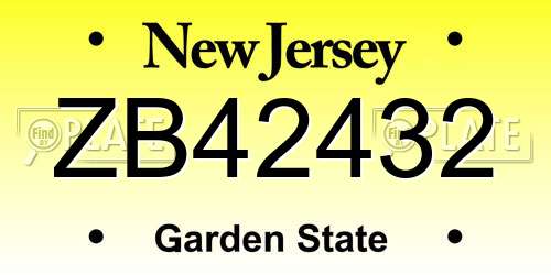 ZB42432 New Jersey License Plate