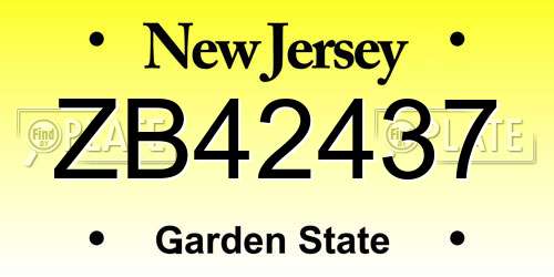 ZB42437 New Jersey License Plate