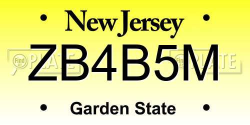 ZB4B5M New Jersey License Plate