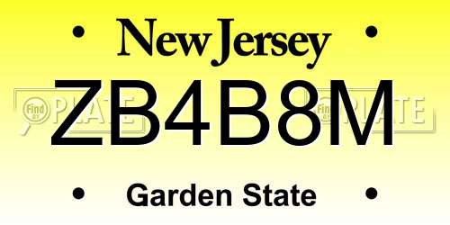 ZB4B8M New Jersey License Plate