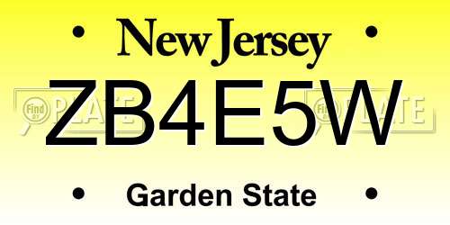 ZB4E5W New Jersey License Plate