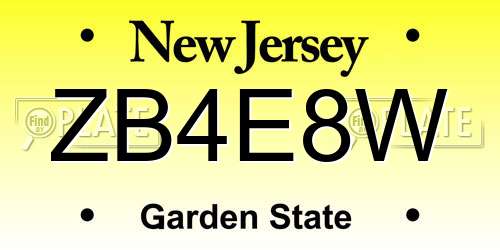 ZB4E8W New Jersey License Plate