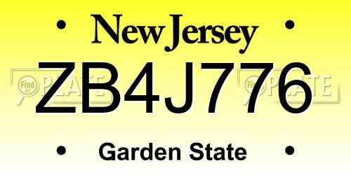 ZB4J776 New Jersey License Plate