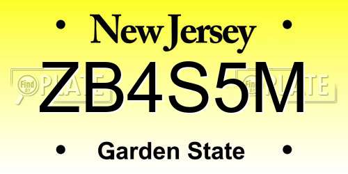 ZB4S5M New Jersey License Plate