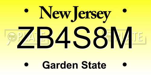 ZB4S8M New Jersey License Plate