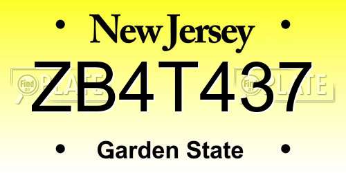 ZB4T437 New Jersey License Plate