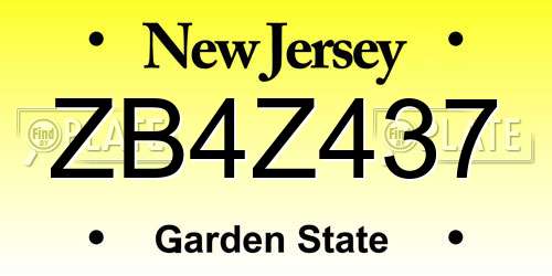 ZB4Z437 New Jersey License Plate