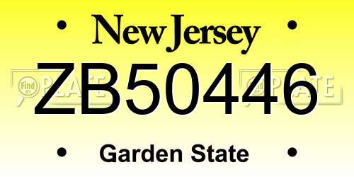 ZB50446 New Jersey License Plate