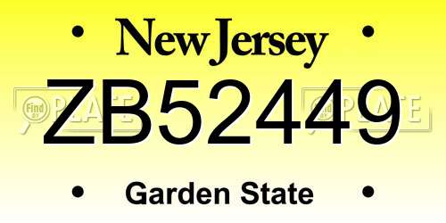 ZB52449 New Jersey License Plate