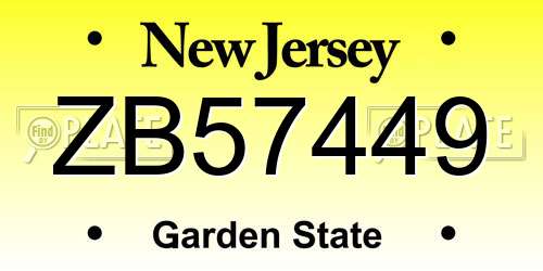 ZB57449 New Jersey License Plate