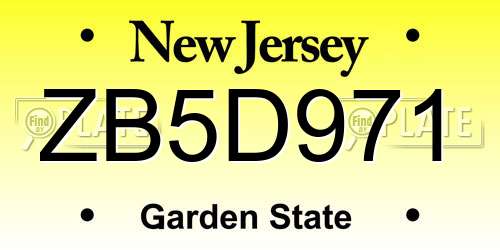 ZB5D971 New Jersey License Plate