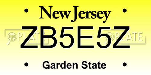 ZB5E5Z New Jersey License Plate