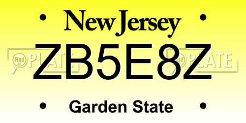 ZB5E8Z New Jersey License Plate