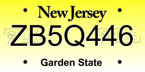 ZB5Q446 New Jersey License Plate