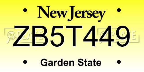 ZB5T449 New Jersey License Plate