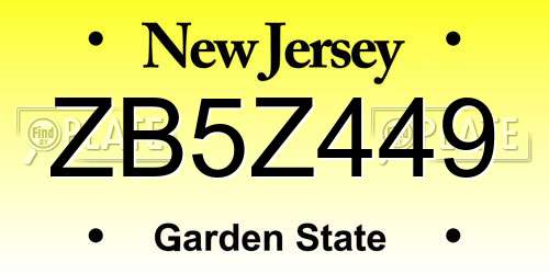 ZB5Z449 New Jersey License Plate
