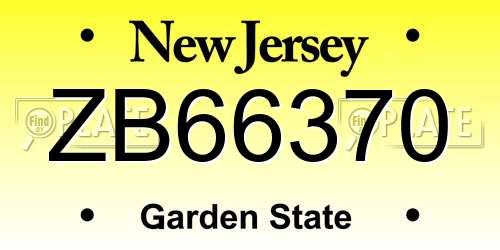 ZB66370 New Jersey License Plate