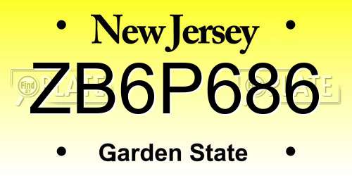 ZB6P686 New Jersey License Plate