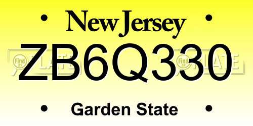 ZB6Q330 New Jersey License Plate