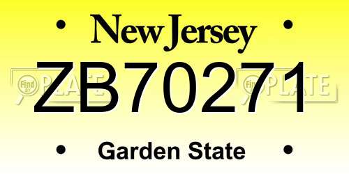 ZB70271 New Jersey License Plate