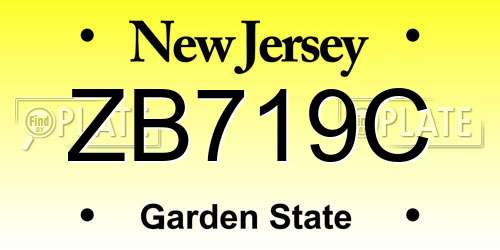ZB719C New Jersey License Plate