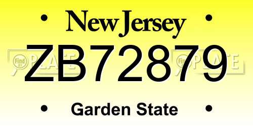 ZB72879 New Jersey License Plate