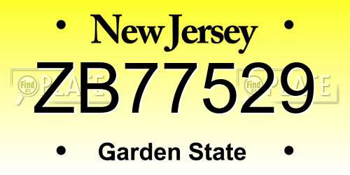 ZB77529 New Jersey License Plate