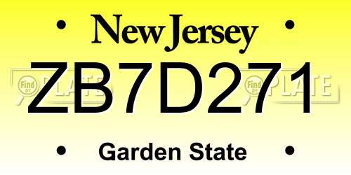 ZB7D271 New Jersey License Plate