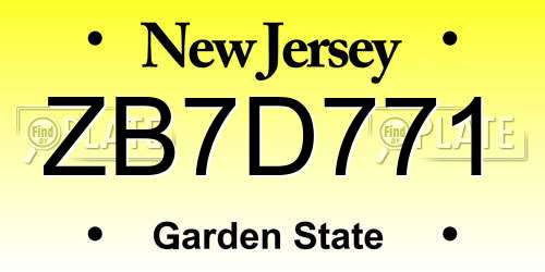 ZB7D771 New Jersey License Plate