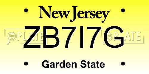 ZB7I7G New Jersey License Plate