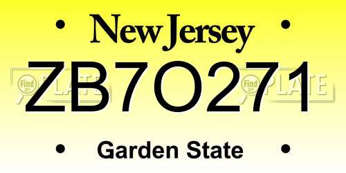 ZB7O271 New Jersey License Plate