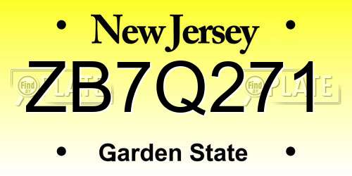 ZB7Q271 New Jersey License Plate