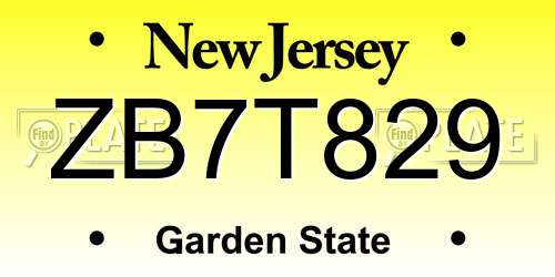 ZB7T829 New Jersey License Plate