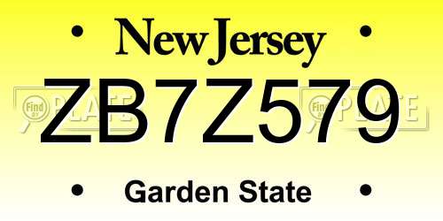 ZB7Z579 New Jersey License Plate